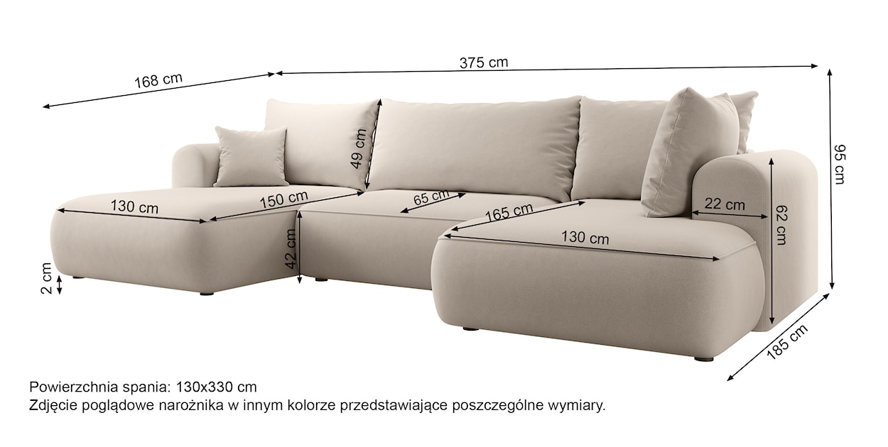 Narożnik z funkcją spania Ovo U-kształtny z pojemnikiem granatowy welur łatwoczyszczący prawostronny  - zdjęcie 7