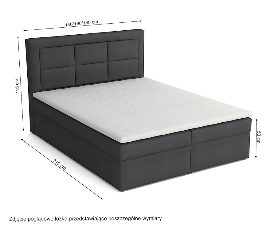 Łóżko kontynentalne 160x200 cm Nolio z pojemnikami i topperem beżowe plecionka hydrofobowe  - zdjęcie 4