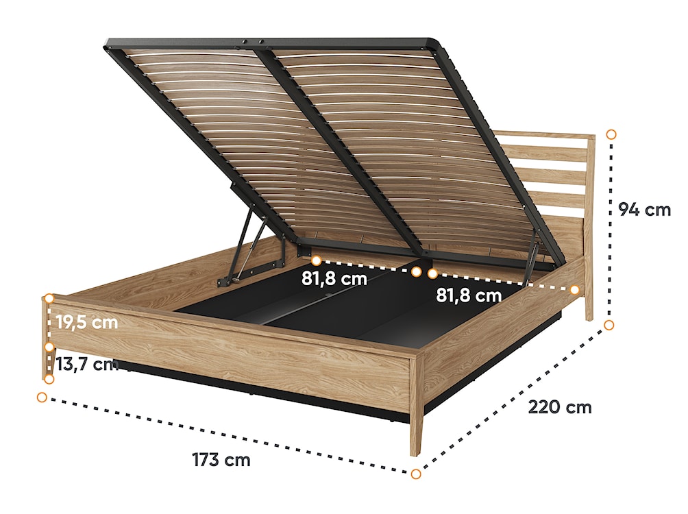 Łóżko Cozy 160x200 cm z pojemnikiem dąb olejowany  - zdjęcie 10