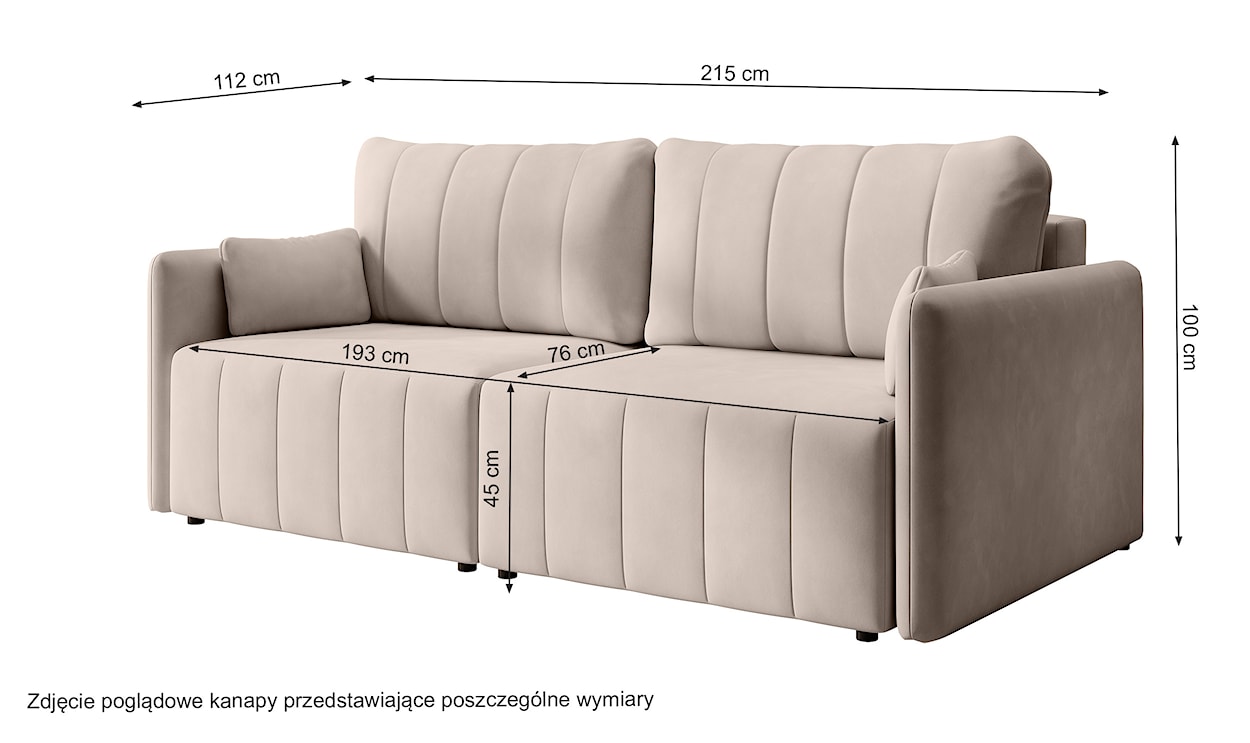 Kanapa rozkładana do narożnika Pierra z pojemnikiem beżowa velvet hydrofobowa  - zdjęcie 10