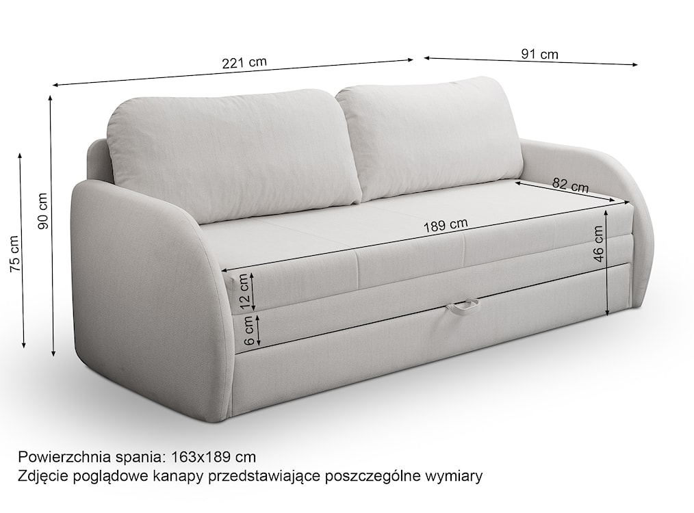 Kanapa rozkładana trzyosobowa Diego jasnoszara plecionka  - zdjęcie 7