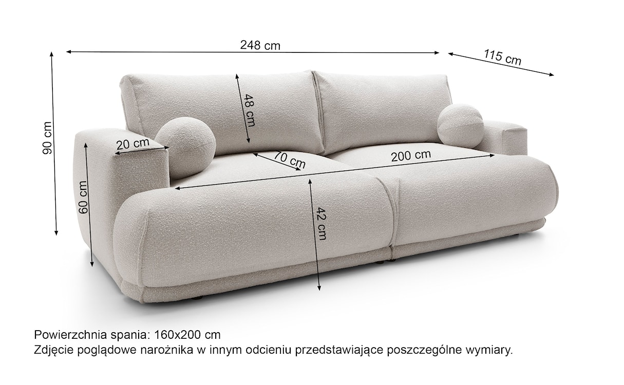 Kanapa rozkładana trzyosobowa Divo z pojemnikiem biała plecionka hydrofobowa  - zdjęcie 8