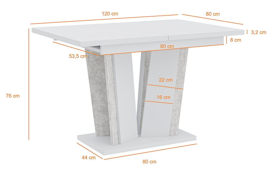 Stół rozkładany Doha 120-160x80 cm biały marmur  - zdjęcie 7
