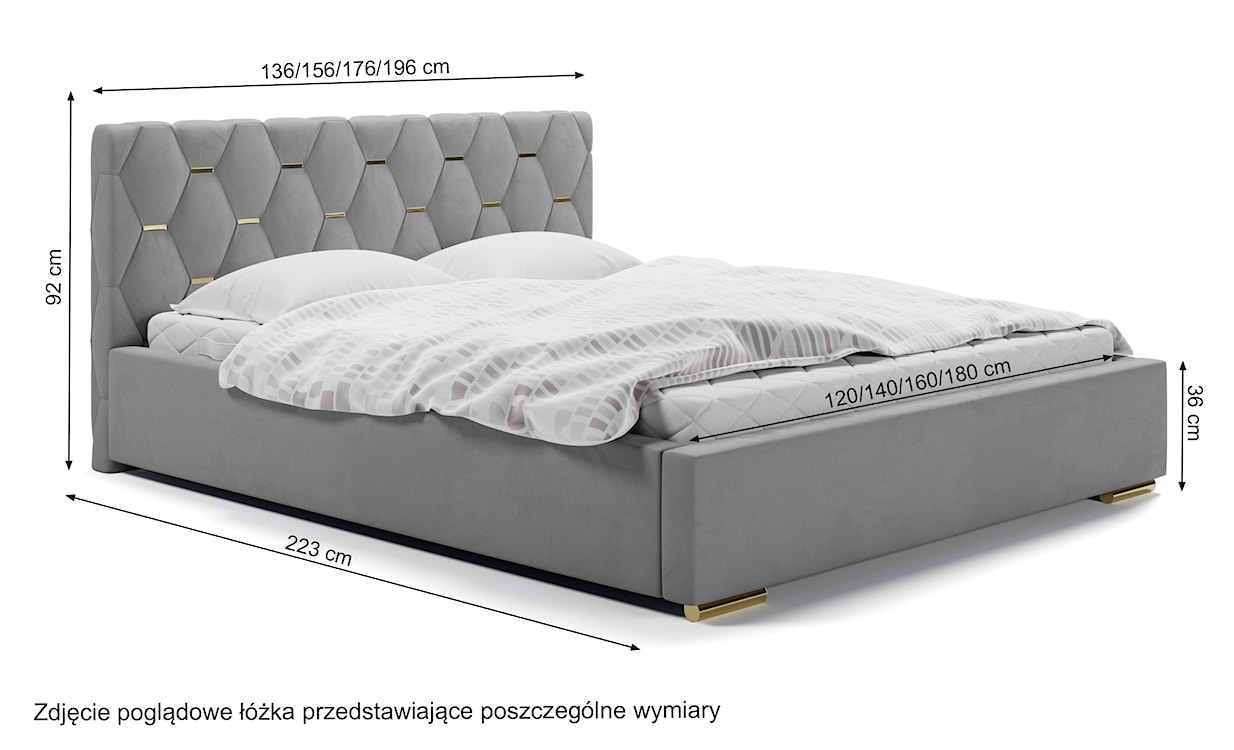 Łóżko tapicerowane 160x200 cm Castonello z pojemnikiem jasnobeżowe velvet hydrofobowe  - zdjęcie 5