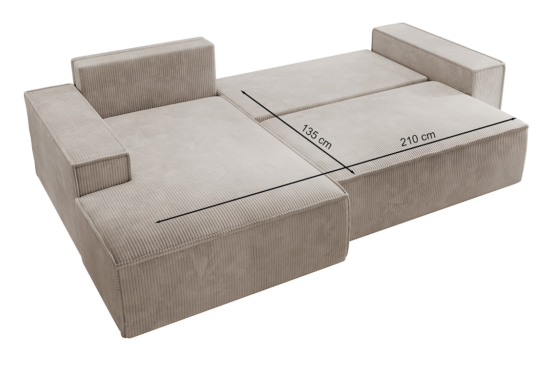 Narożnik z funkcją spania Farese New L-kształtny z pojemnikiem beżowy sztruks prawostronny  - zdjęcie 8