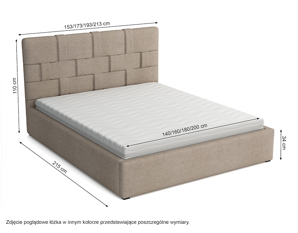 Łóżko tapicerowane 140x200 cm Zalino jasnoszare plecionka  - zdjęcie 4