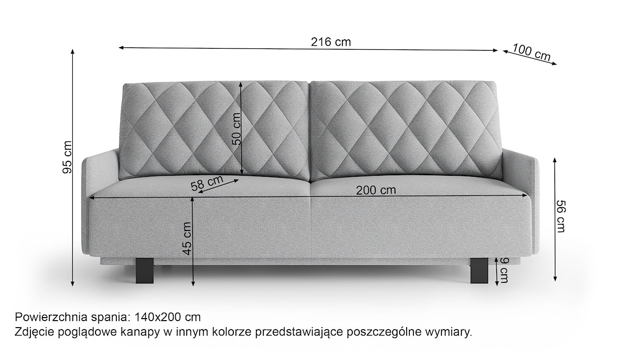 Kanapa rozkładana trzyosobowa Tagore z pojemnikiem grafitowa plecionka hydrofobowa  - zdjęcie 5