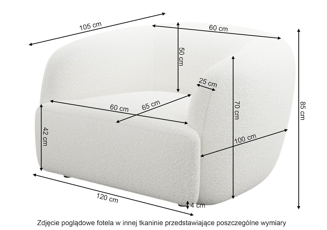 Fotel kubełkowy Sabanitas jasnoszary w tkaninie boucle  - zdjęcie 4