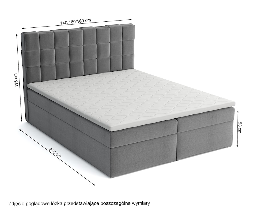 Łóżko kontynentalne 160x200 cm Keitum z pojemnikami i topperem ciemnobeżowe welur  - zdjęcie 4