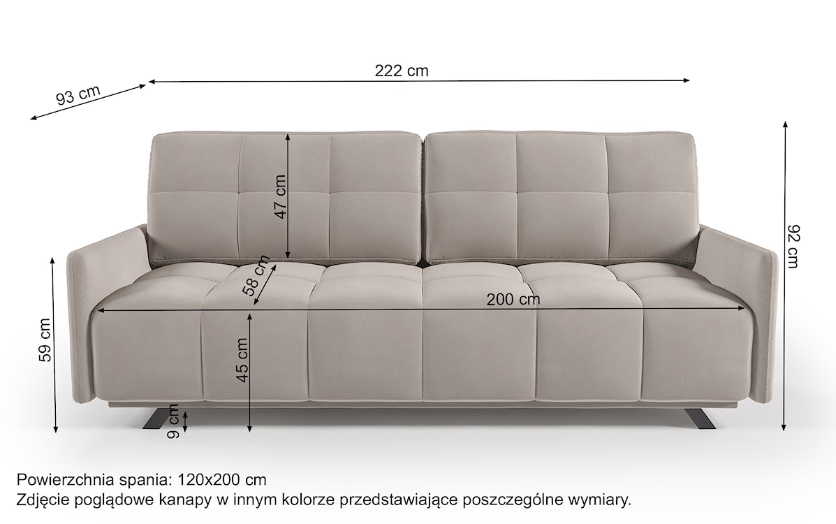 Kanapa rozkładana trzyosobowa Bulbeno z pojemnikiem szara welur łatwoczyszczący  - zdjęcie 4