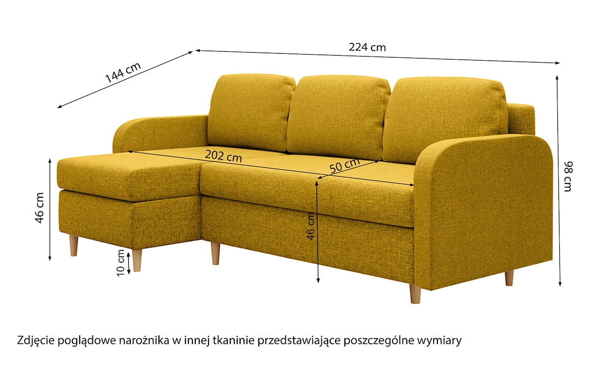 Narożnik z funkcją spania Parcully L-kształtny z pojemnikiem uniwersalny oliwkowy welur  - zdjęcie 5