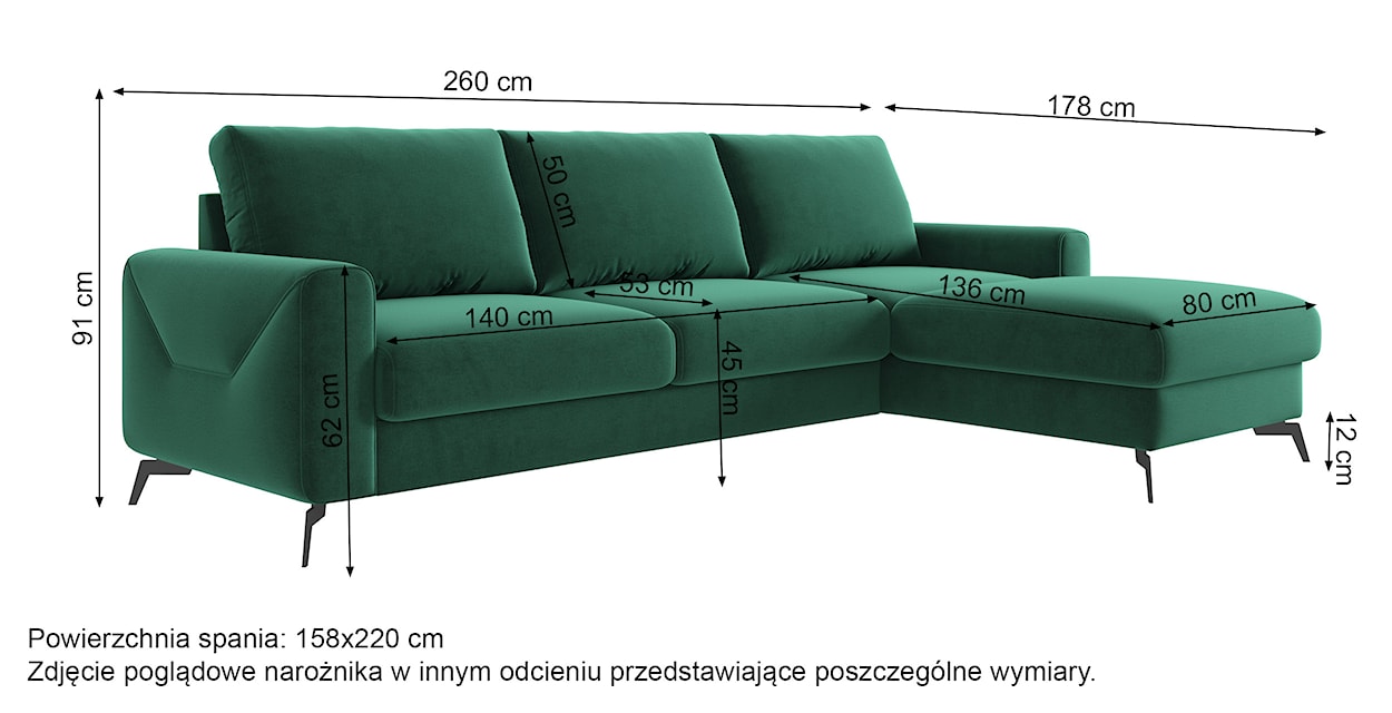 Narożnik z funkcją spania Softano L-kształtny z pojemnikiem granatowy welur łatwoczyszczący hydrofobowy prawostronny  - zdjęcie 8