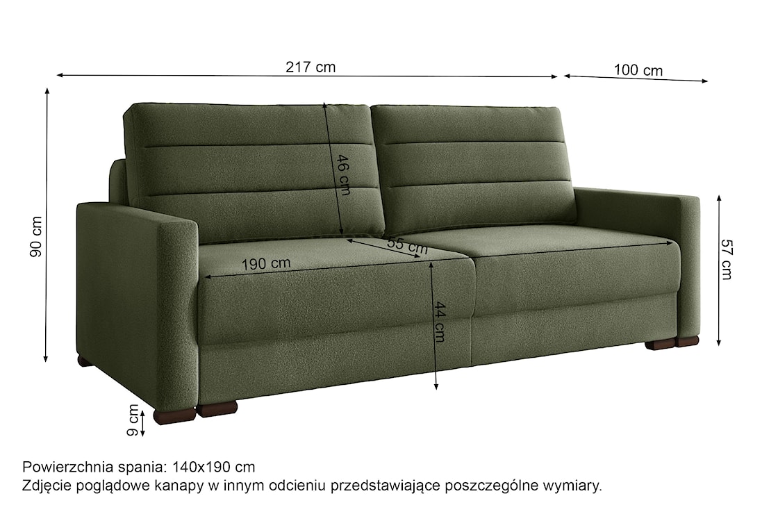 Kanapa rozkładana trzyosobowa Stolio z pojemnikiem beżowa welur łatwoczyszczący  - zdjęcie 4