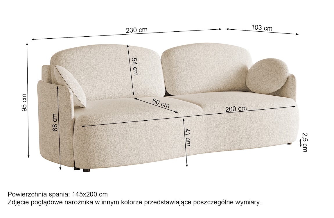Kanapa rozkładana trzyosobowa Raviolo z pojemnikiem jasnobeżowa boucle  - zdjęcie 7