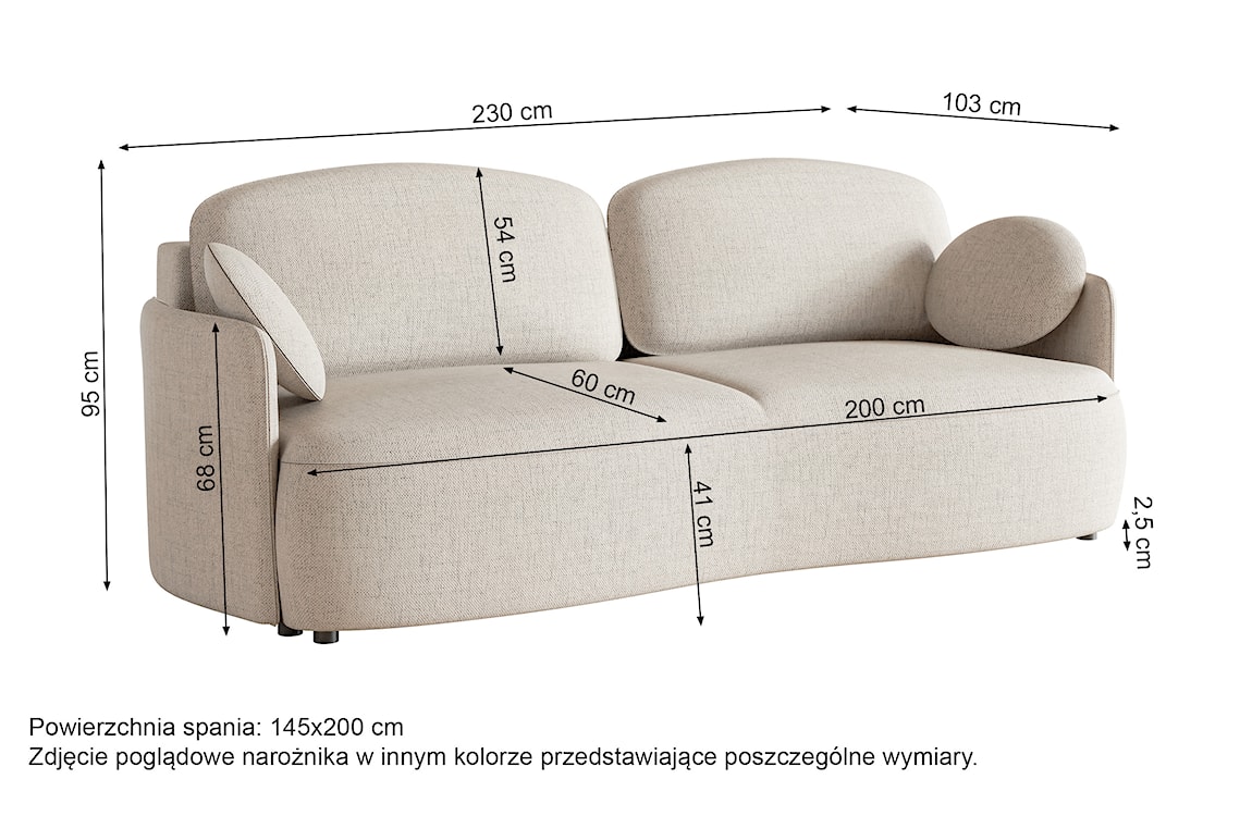 Kanapa rozkładana trzyosobowa Raviolo z pojemnikiem kremowa szenil hydrofobowy  - zdjęcie 7