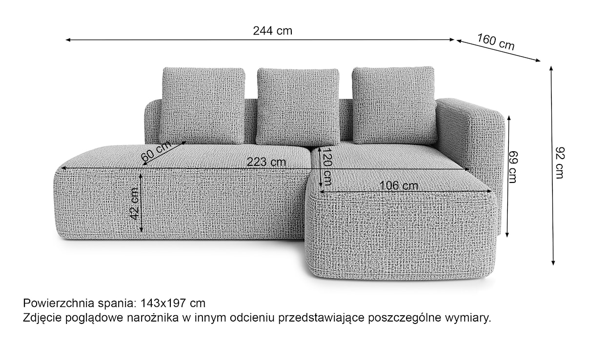 Narożnik z funkcją spania Halme L-kształtny z pojemnikiem beżowy plecionka hydrofobowa lewostronny  - zdjęcie 4