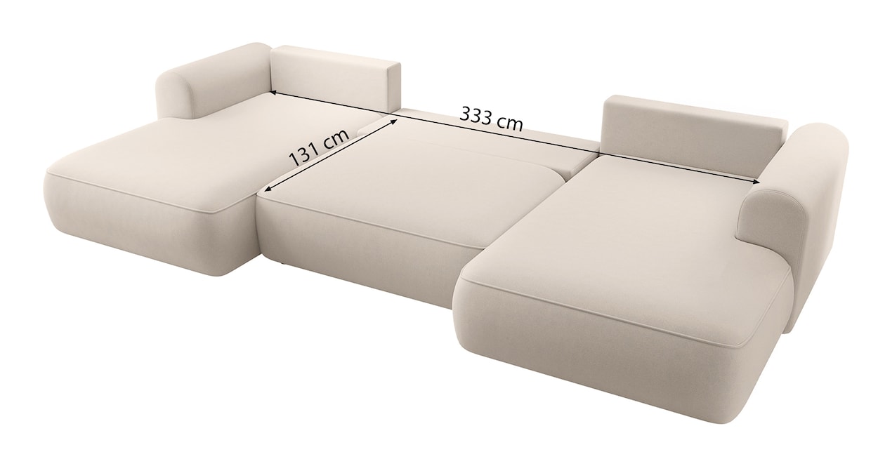 Narożnik z funkcją spania Ovo U-kształtny z pojemnikiem szary welur łatwoczyszczący uniwersalny  - zdjęcie 6