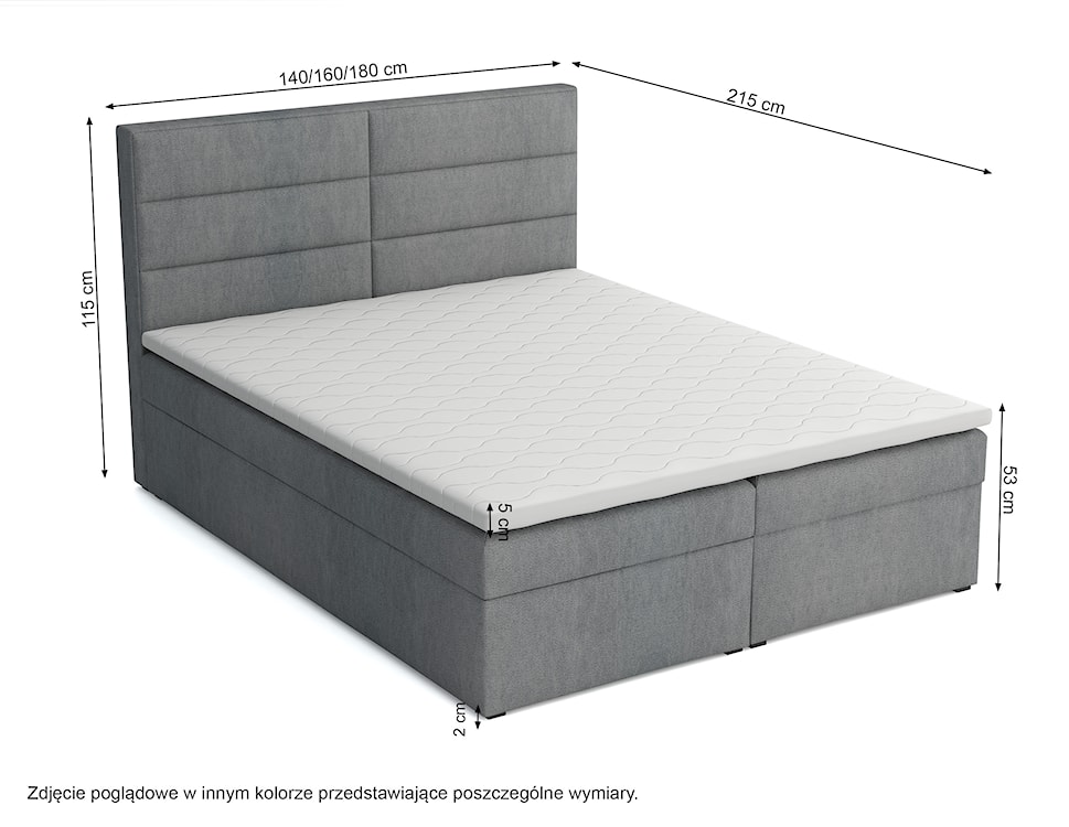 Łóżko kontynentalne 160x200 cm Valdamone z pojemnikami i topperem ciemnozielone welur łatwoczyszczący  - zdjęcie 4