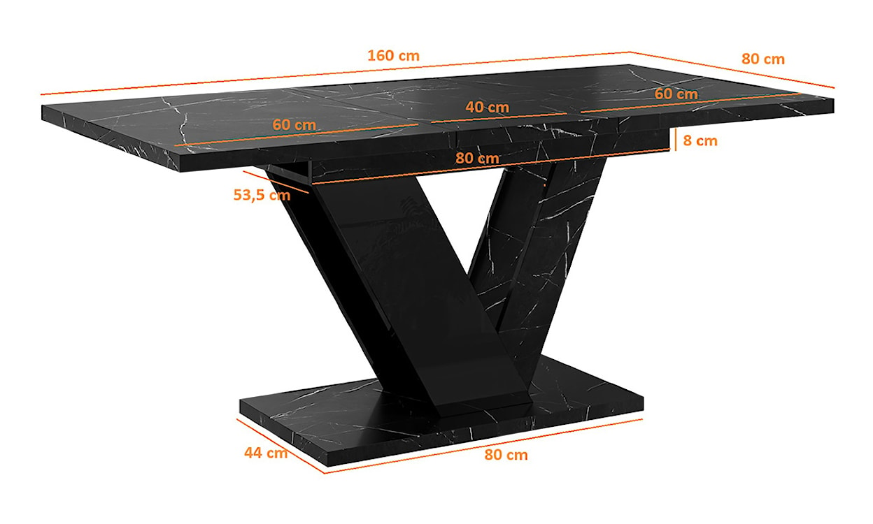 Stół rozkładany Dubaj 120-160x80 cm czarny marmur  - zdjęcie 8