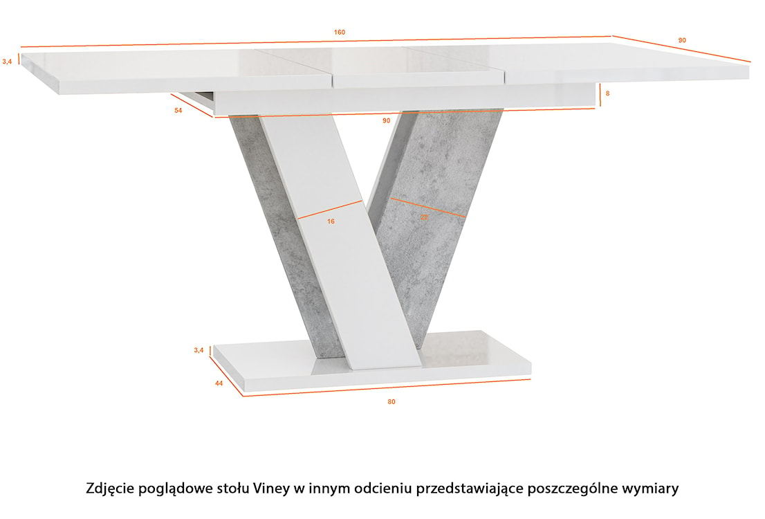 Stół rozkładany Viney 120-160x90 cm czarny połysk/beton  - zdjęcie 12