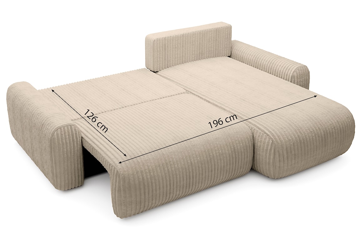 Narożnik z funkcją spania Lelu L-kształtny uniwersalny z pojemnikiem czarny sztruks  - zdjęcie 8