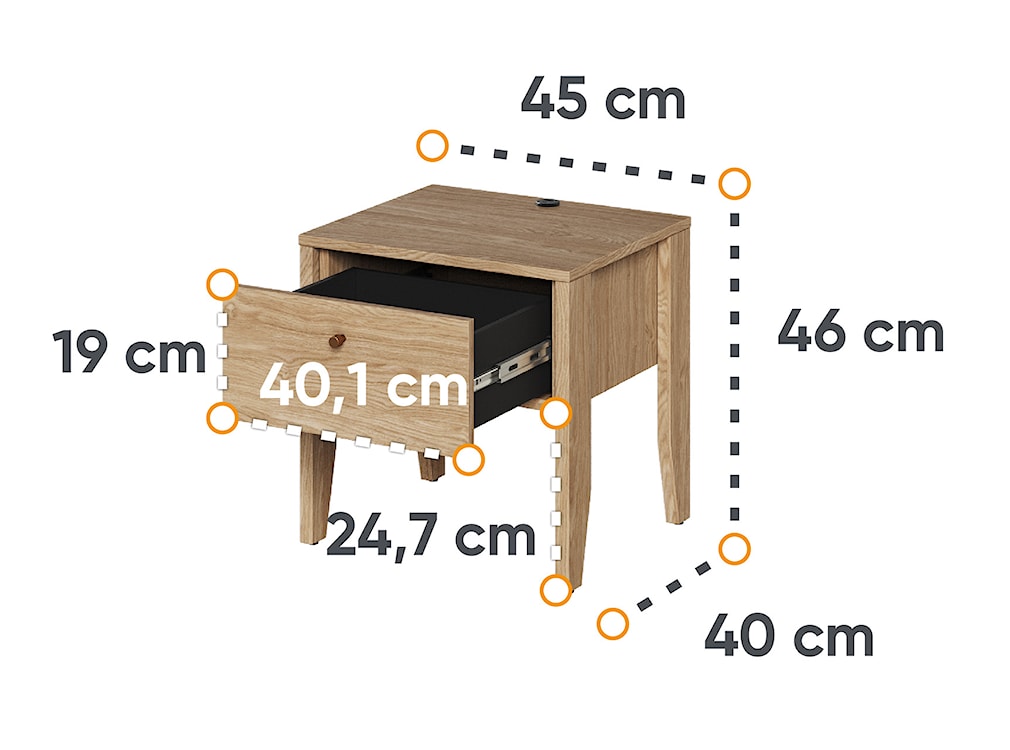 Szafka nocna Cozy z szufladą 45 cm dąb olejowany  - zdjęcie 8