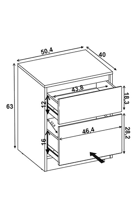 Szafka nocna Basit z dwoma szufladami biała  - zdjęcie 3