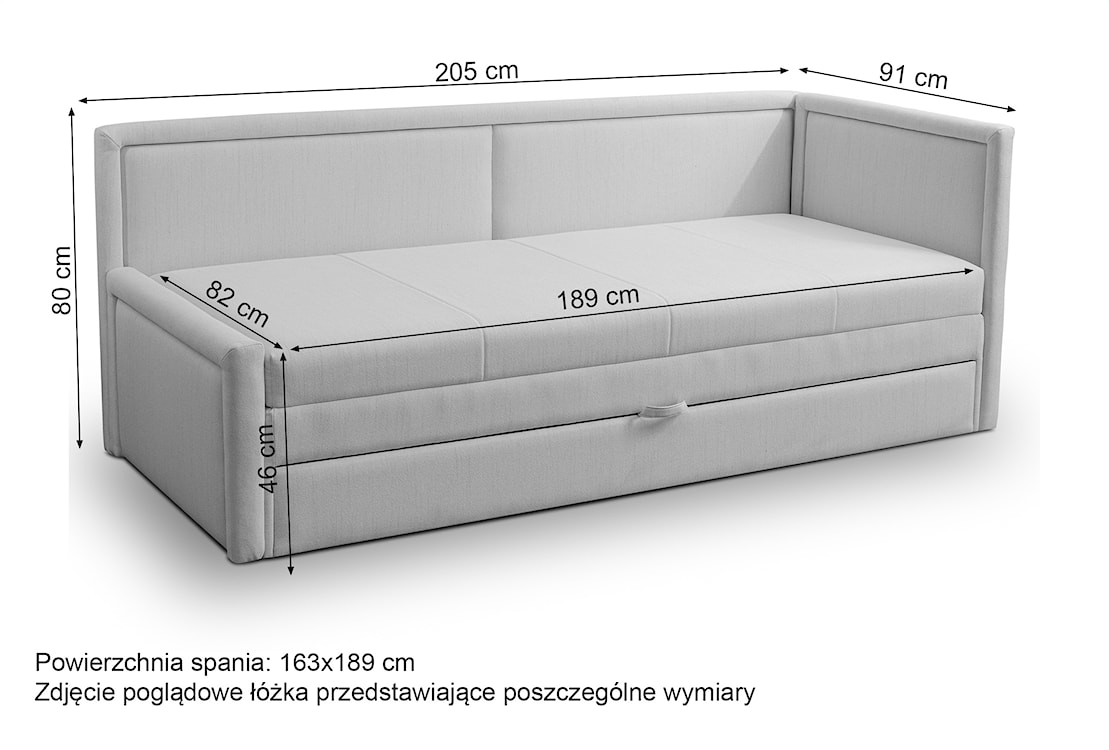 Łóżko młodzieżowe Caprili z pojemnikiem jasnobeżowe plecionka uniwersalne  - zdjęcie 7