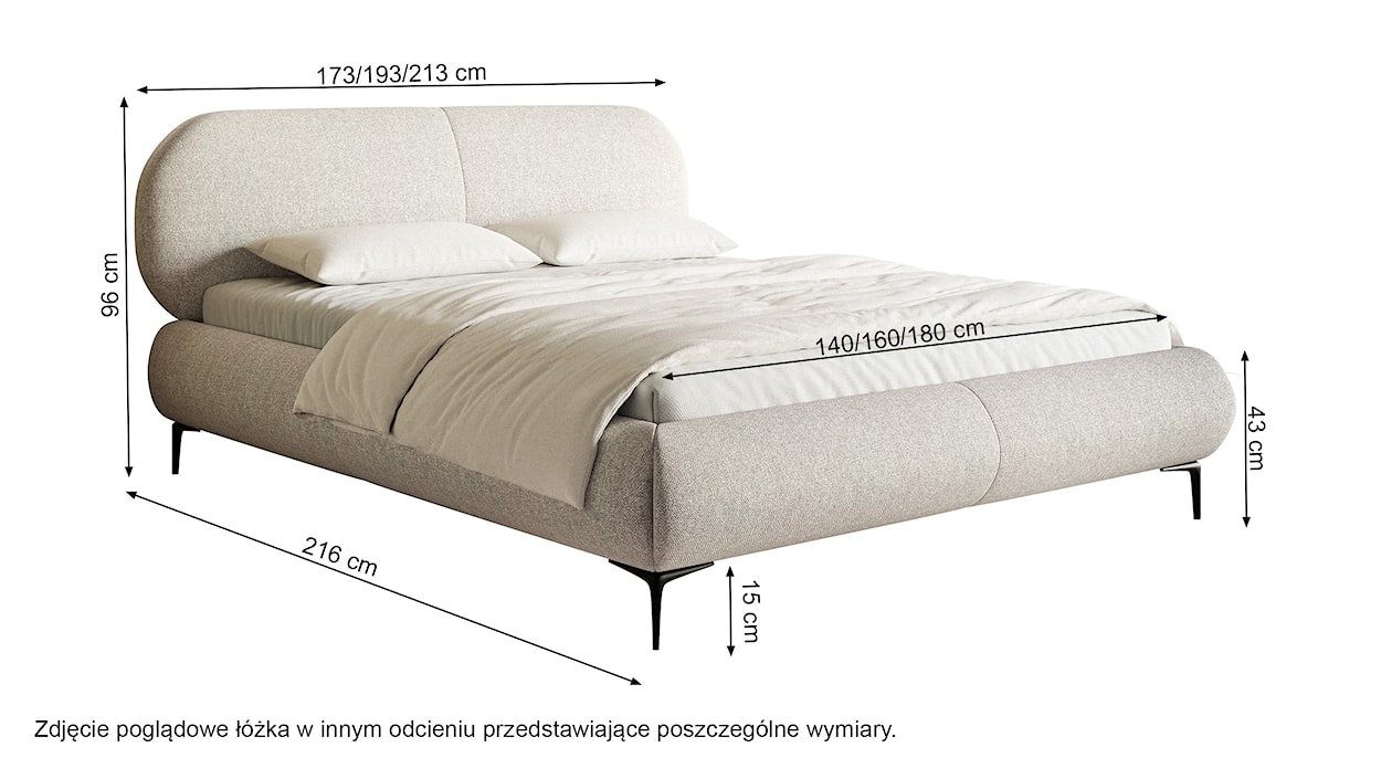 Łóżko tapicerowane 160x200 cm Ovalle z pojemnikiem stelaż metalowy miedziane plecionka hydrofobowa nóżki czarne  - zdjęcie 8