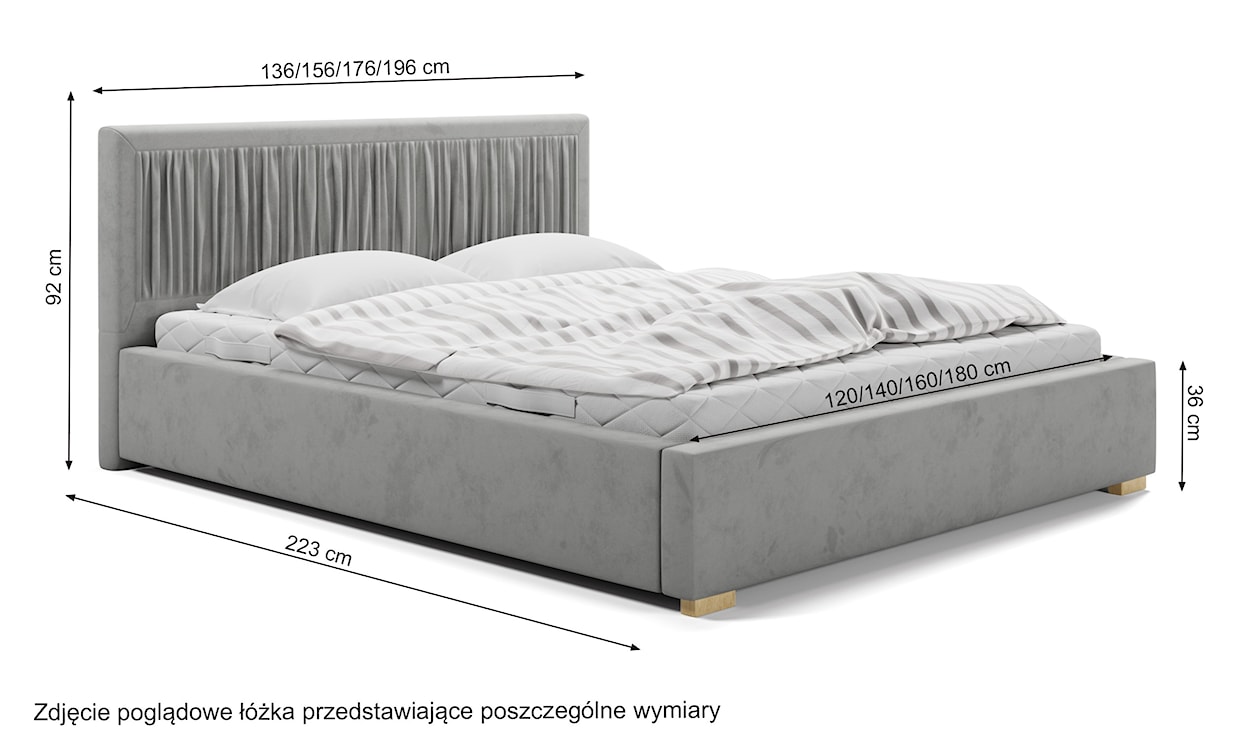 Łóżko tapicerowane 140x200 cm Torrento z pojemnikiem ciemnoszare velvet hydrofobowe  - zdjęcie 5