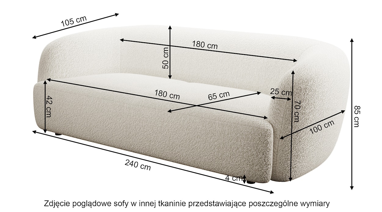 Sofa trzyosobowa Sabanitas jasnoszara w tkaninie boucle  - zdjęcie 5