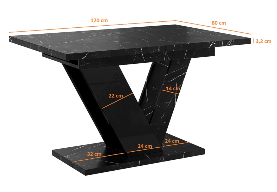 Stół rozkładany Dubaj 120-160x80 cm czarny marmur  - zdjęcie 7