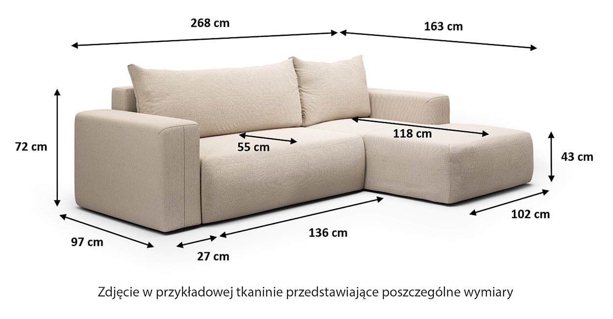 Narożnik z funkcją spania Lummi L-kształtny z pojemnikiem granatowy szenil hydrofobowy lewostronny  - zdjęcie 5