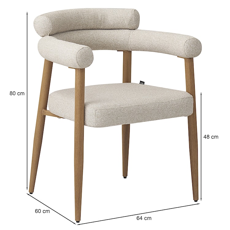 Krzesło tapicerowane do jadalni Pragess beżowe boucle/dąb naturalny  - zdjęcie 10