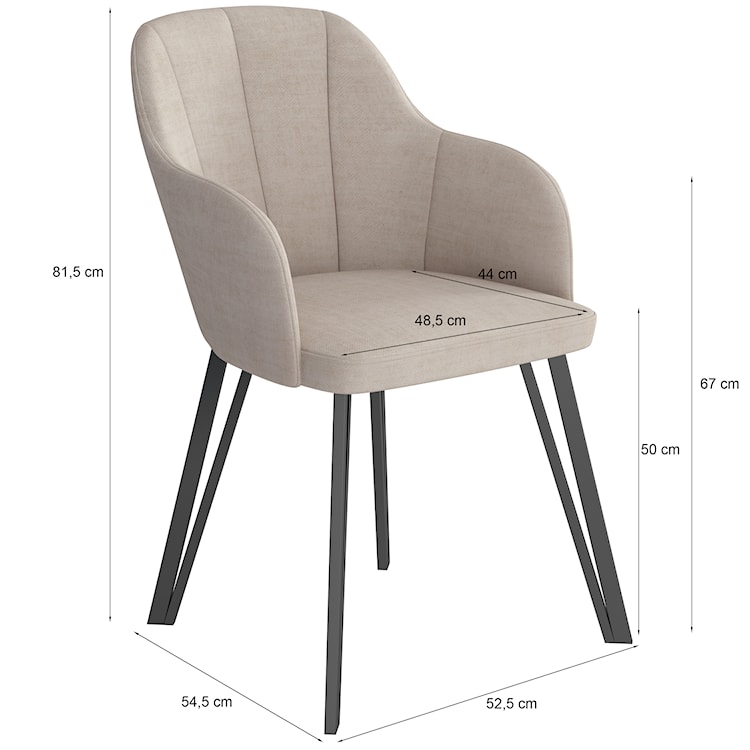 Krzesło tapicerowane do jadalni Livanno grafitowe z czarnymi nogami  - zdjęcie 4
