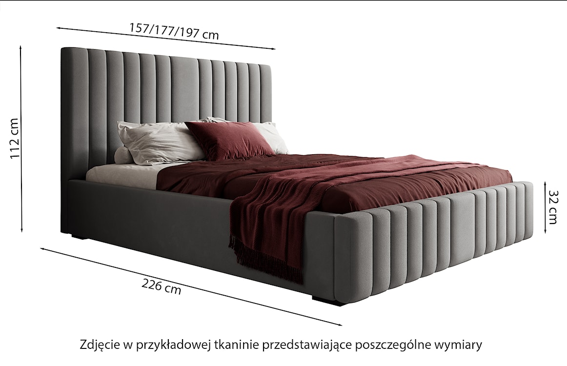 Łóżko tapicerowane 180x200 cm Rayas z pojemnikiem jasnoszare velvet hydrofobowy  - zdjęcie 5