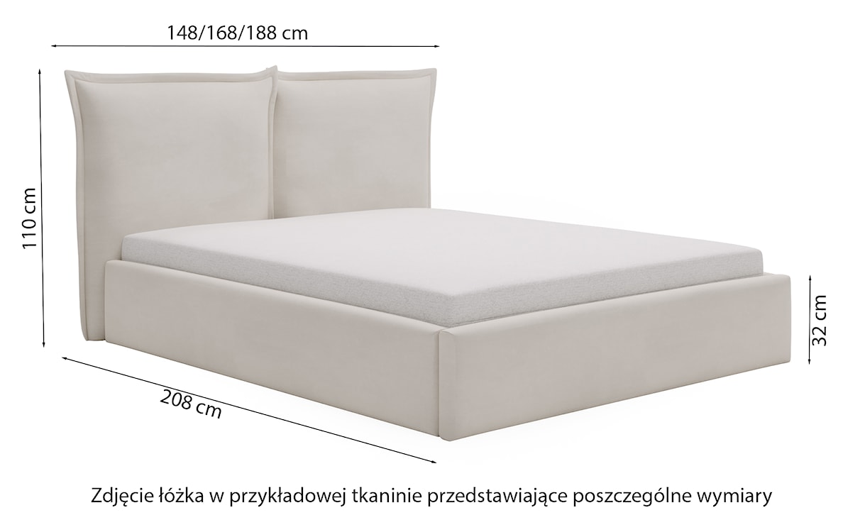 Łóżko tapicerowane 160x200 cm Fianno z pojemnikiem szarobeżowe welur hydrofobowy  - zdjęcie 6