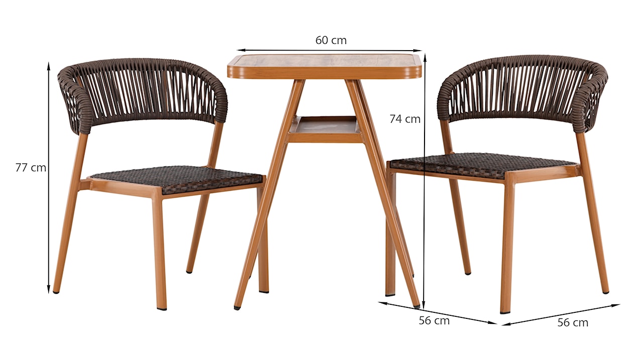 Zestaw mebli ogrodowych Woodinated z dwoma krzesłami i stolikiem kawowym brązowy/czarny  - zdjęcie 9