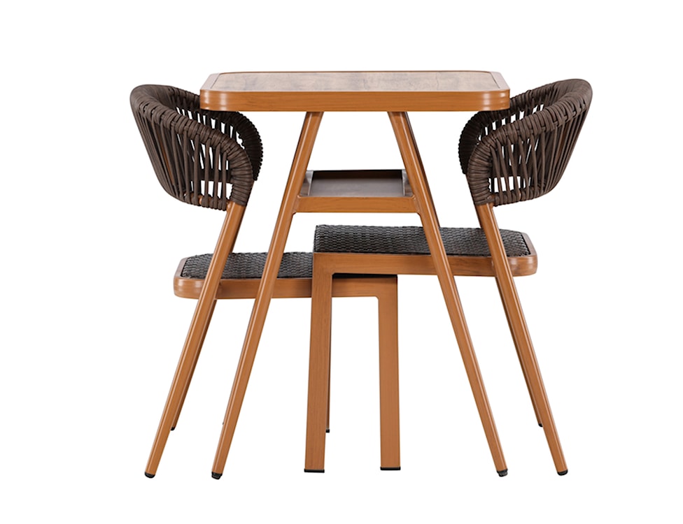 Zestaw mebli ogrodowych Woodinated z dwoma krzesłami i stolikiem kawowym brązowy/czarny  - zdjęcie 8