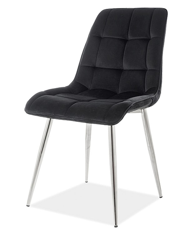 Krzesło tapicerowane Briare czarne na srebrnych nóżkach