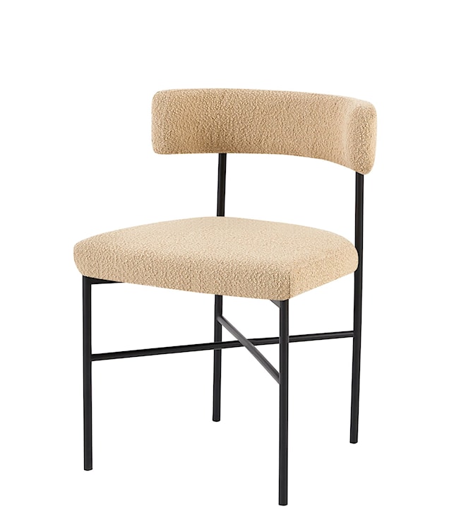 Krzesło tapicerowane Mentrily w tkaninie boucle cappuccino