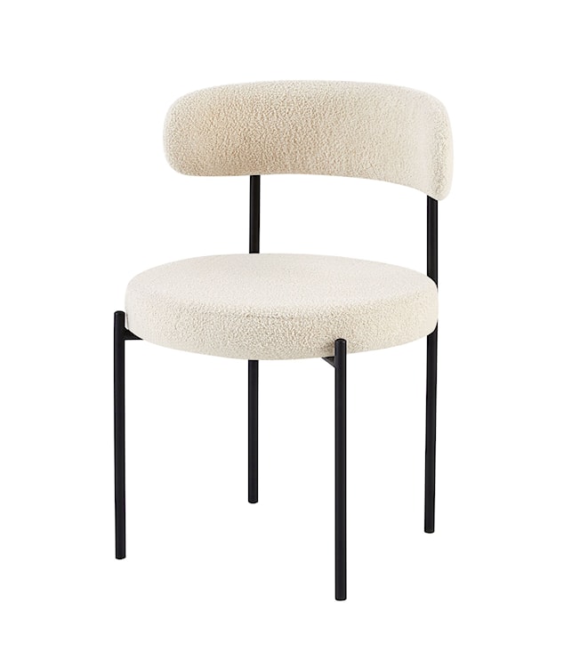 Krzesło tapicerowane Femiss w tkaninie boucle jasnobeżowe