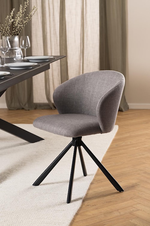 Krzesło do jadalni Cessar tapicerowane obrotowe szaro-brązowe  - zdjęcie 2