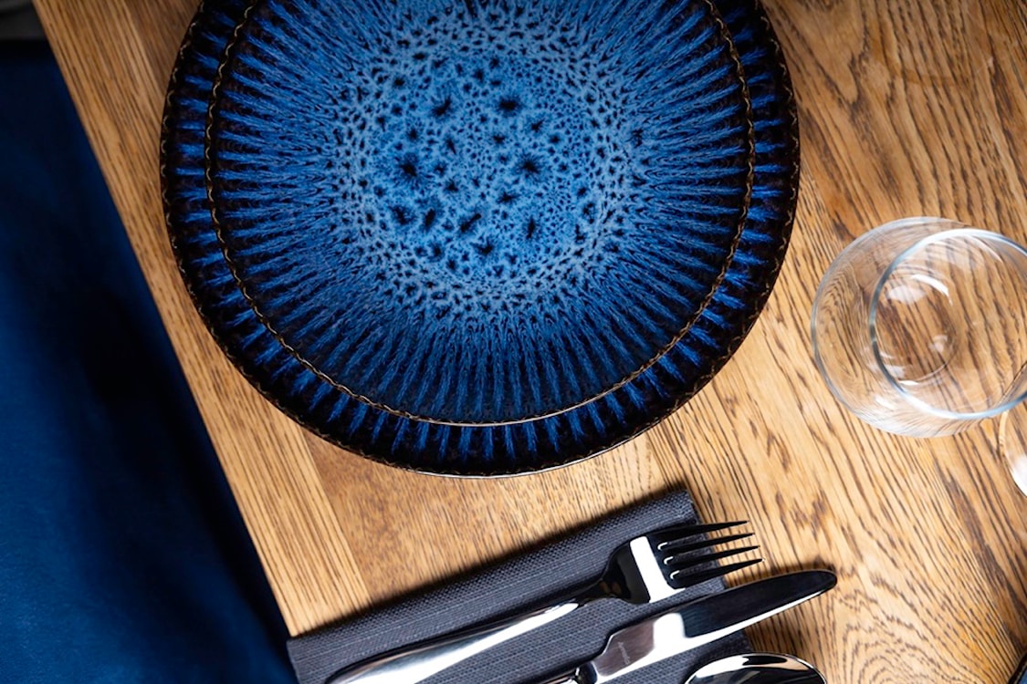Talerz płytki Cosmos 27,5 cm ceramiczny niebieski  - zdjęcie 3