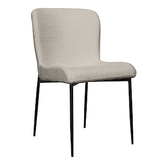 Krzesło tapicerowane Neul jasnoszara bouclé na czarnych nogach