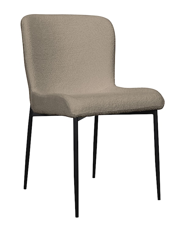 Krzesło tapicerowane Neul szarobeżowa bouclé na czarnych nogach