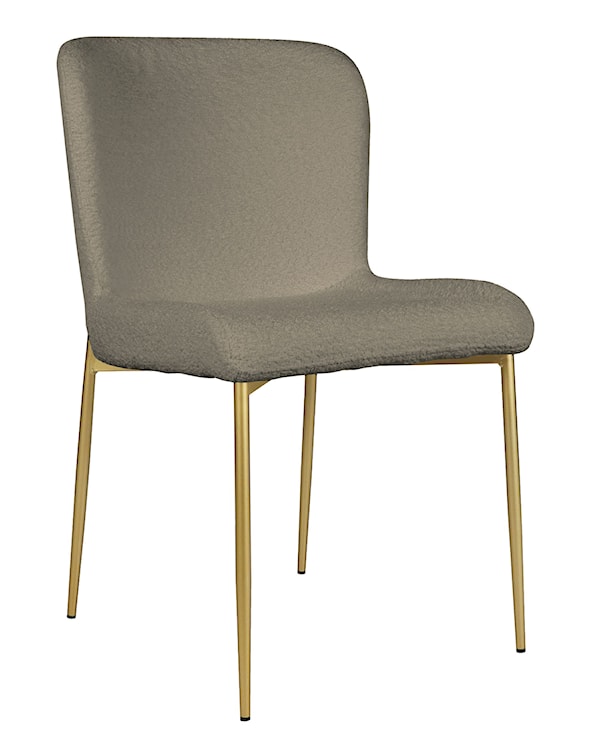 Krzesło tapicerowane Neul szarobeżowa bouclé na złotych nogach
