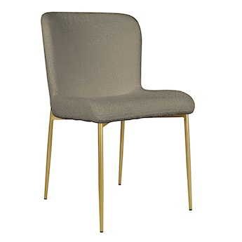 Krzesło tapicerowane Neul szarobeżowa bouclé na złotych nogach