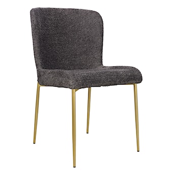 Krzesło tapicerowane Neul szara bouclé na złotych nogach
