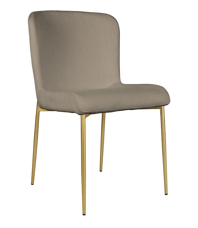 Krzesło tapicerowane Neul perłowa szarość sztruks na złotych nogach